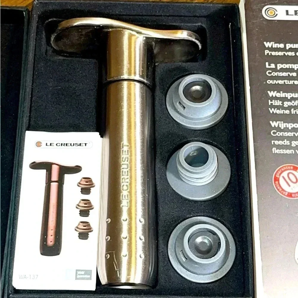NWT Le Creuset WA-137AS Metal 🍷 Pump Preserves Open 🍷 (Stainless Steel)